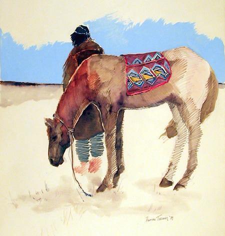 Horse on Beach Watercolor | Pamme Turner,{{product.type}}