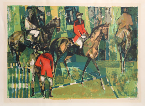 Horses and Riders Lithograph | Camille Hilaire,{{product.type}}