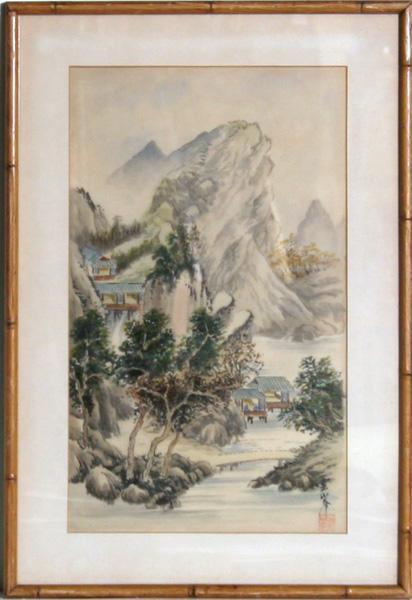 House in the Cliffs Watercolor | Unknown Artist,{{product.type}}