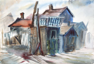 House with Banisters (P1.32) Watercolor | Eve Nethercott,{{product.type}}