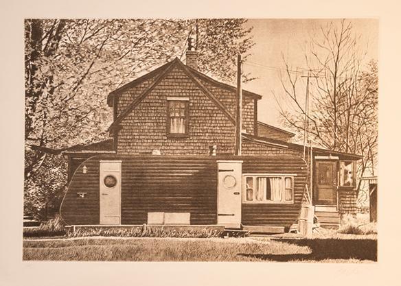 House with Trailer Etching | John Baeder,{{product.type}}