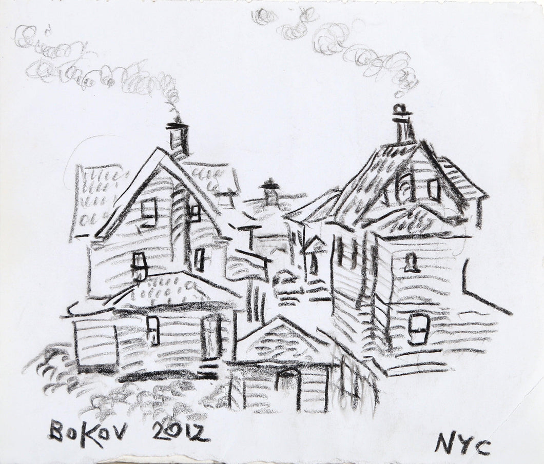 Houses in Winter Pencil | Konstantin Bokov,{{product.type}}