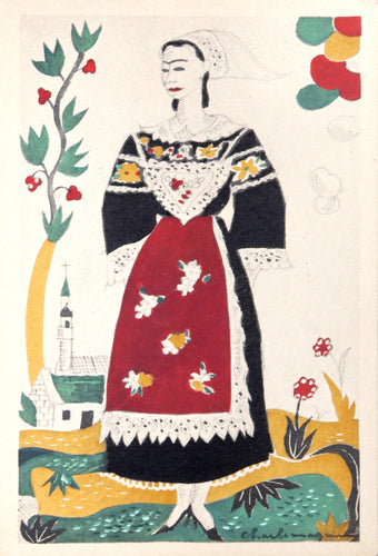 Huelgoat, Carhaix et Mael-Carhaix from from Costumes Bretons par Charlemagne Ephemera | Unknown Artist,{{product.type}}