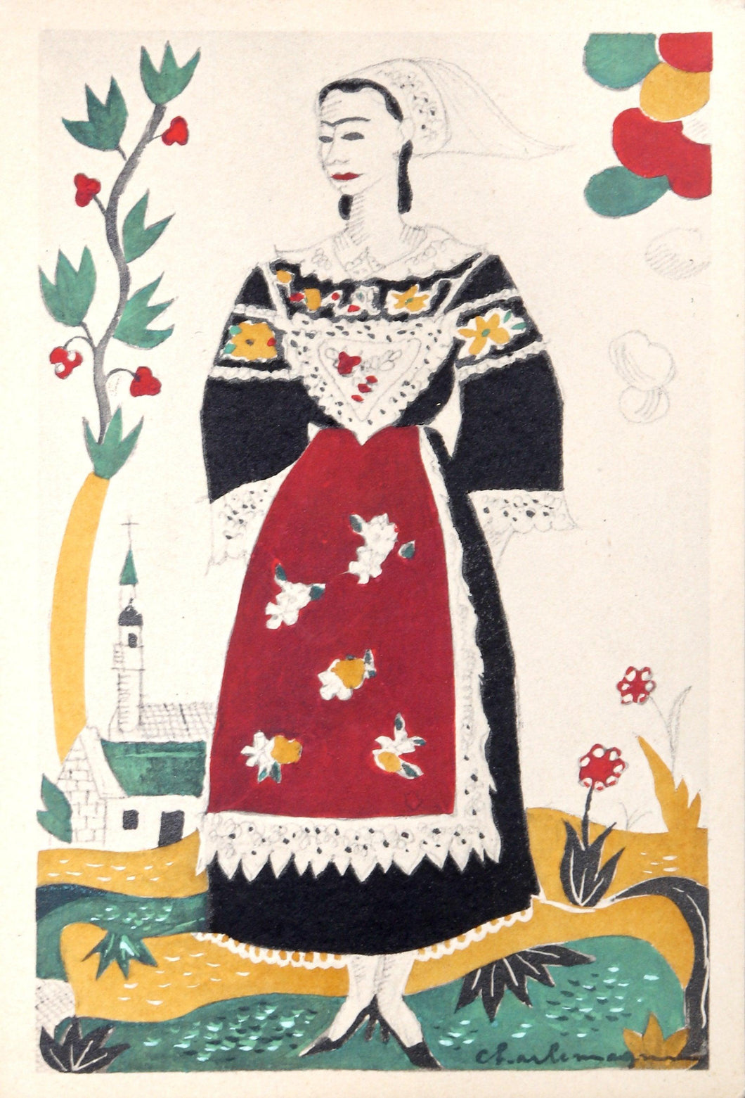 Huelgoat, Carhaix et Mael-Carhaix from from Costumes Bretons par Charlemagne Ephemera | Unknown Artist,{{product.type}}