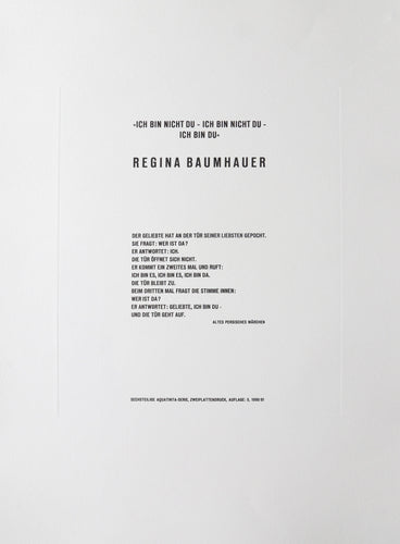 Ich Bin Nicht Du, Ich Bin Nicht Du, Ich Bin Du Etching | Regina Baumhauer,{{product.type}}