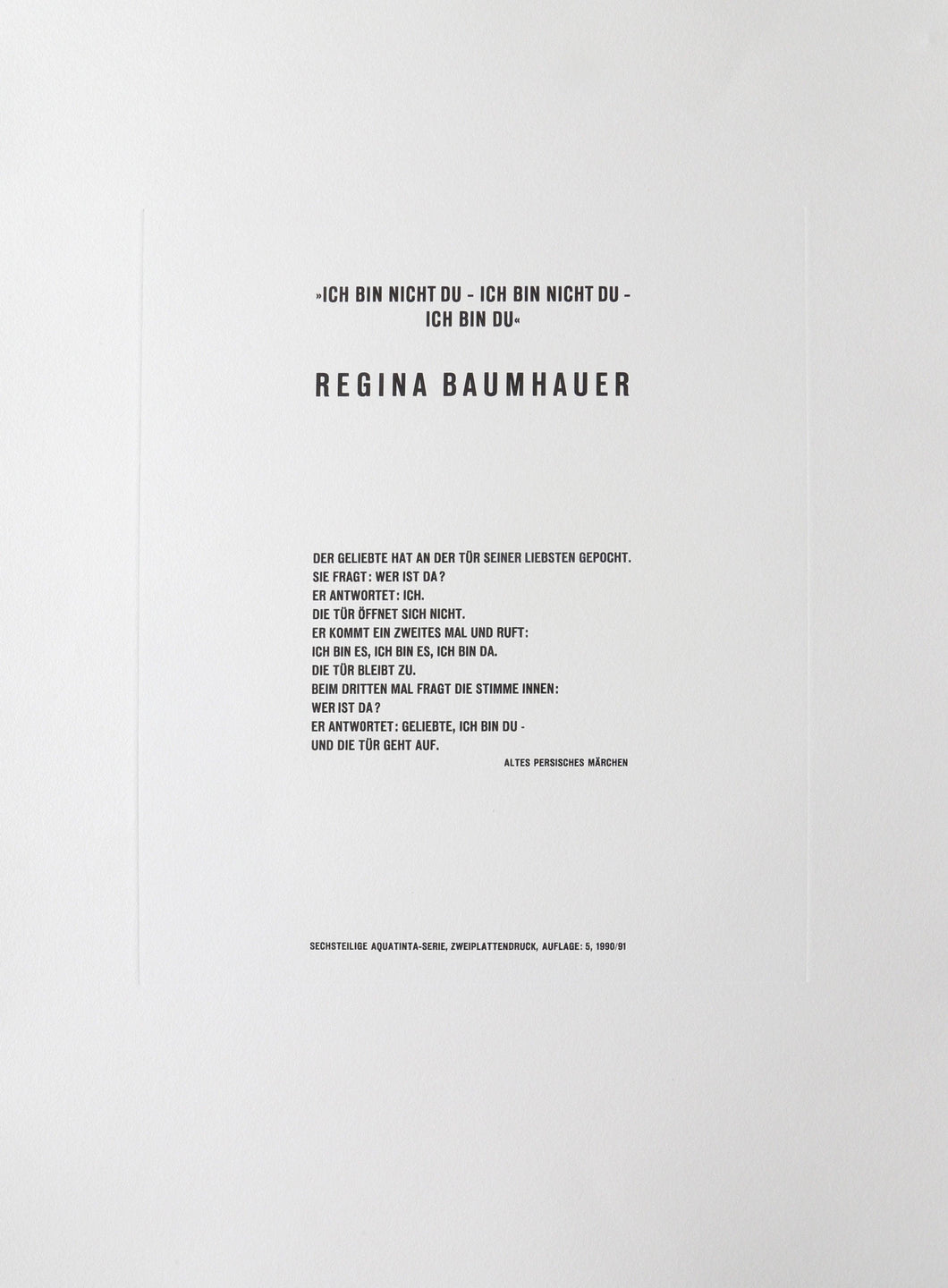 Ich Bin Nicht Du, Ich Bin Nicht Du, Ich Bin Du Etching | Regina Baumhauer,{{product.type}}
