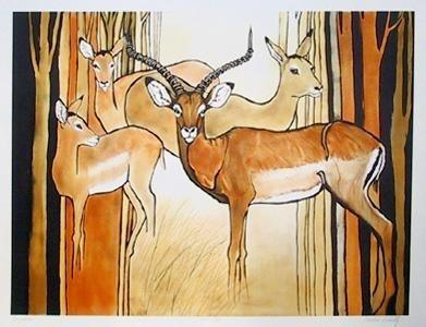 Impalas Lithograph | Caroline Schultz,{{product.type}}