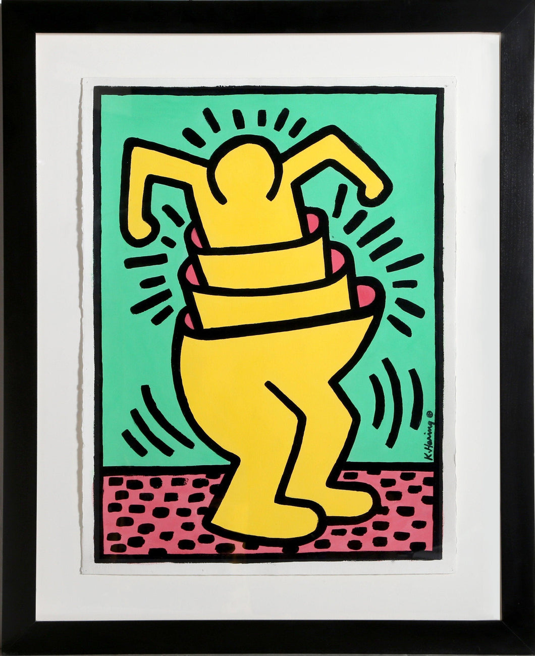 In the Style of Keith Haring - Jumping Man Acrylic | Unknown Artist,{{product.type}}