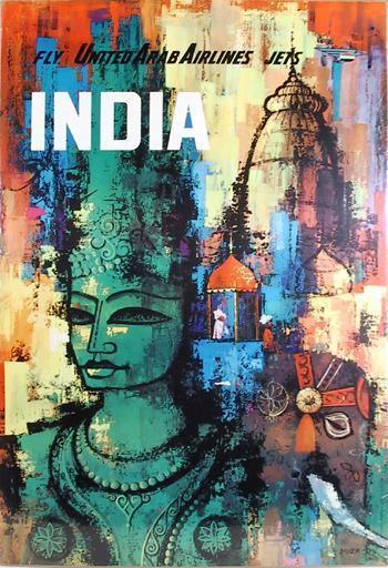 India - United Arab Airlines Poster | Travel Poster,{{product.type}}