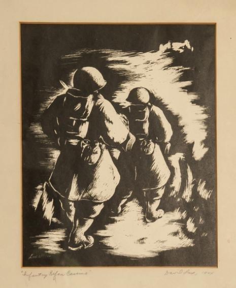 Infantry Before Cassino (Italy) Woodcut | David Lax,{{product.type}}