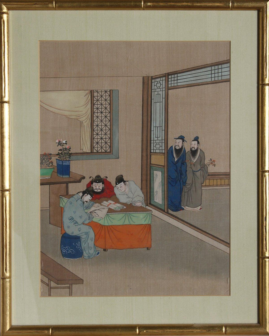 Interior Scene with Figures Reading Scrolls Tapestries and Textiles | Unknown, Chinese,{{product.type}}