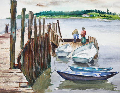 Island Docks (P3.31) Watercolor | Eve Nethercott,{{product.type}}