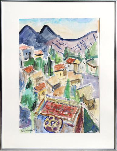 Israeli Village Watercolor | Shimson Holzman,{{product.type}}