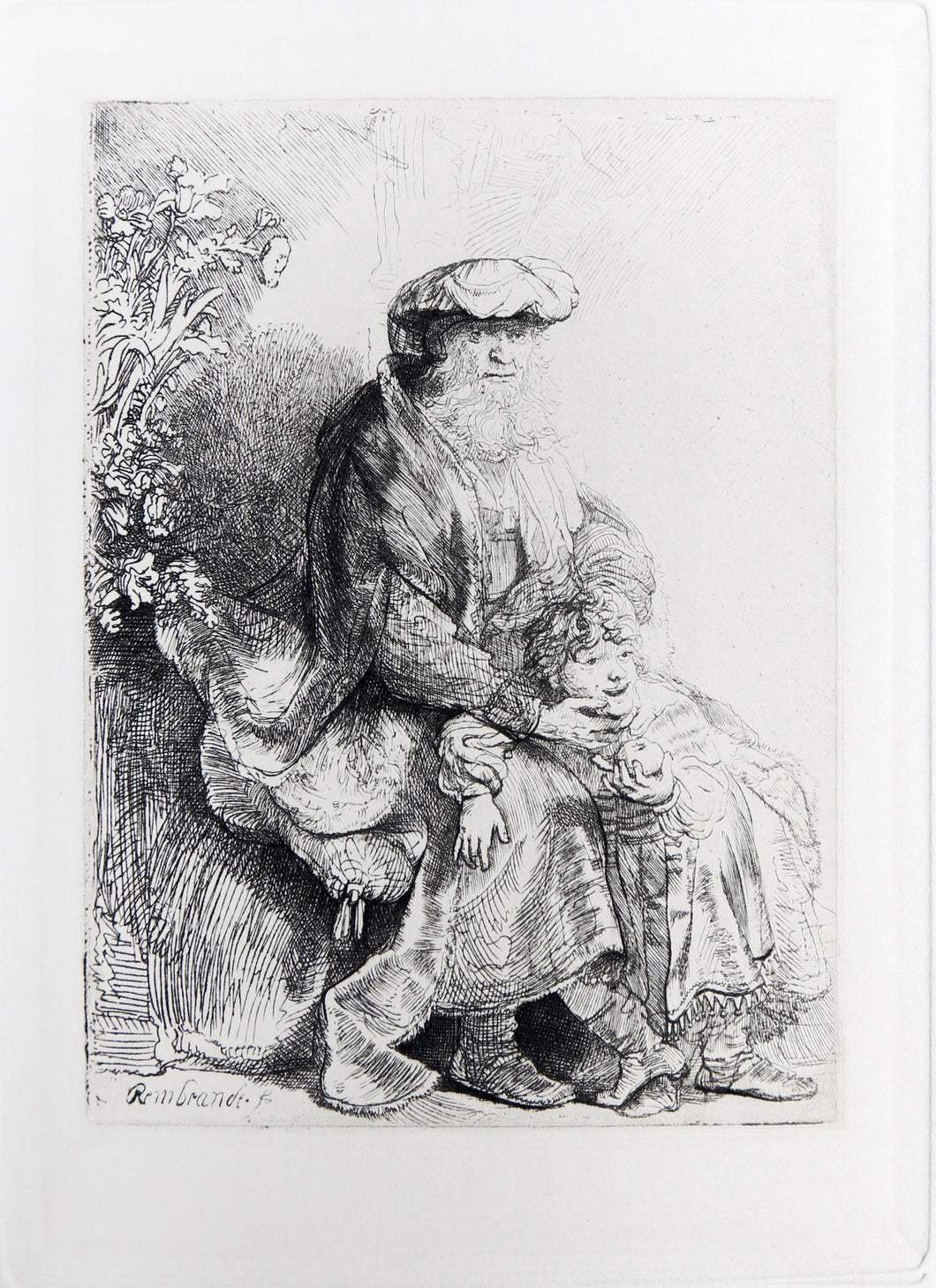 Jacob Caressing Benjamin Etching | Rembrandt,{{product.type}}