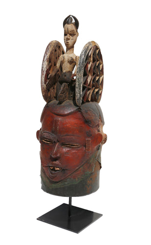 Janus Mask with Horned Figure Wood | African or Oceanic Objects,{{product.type}}