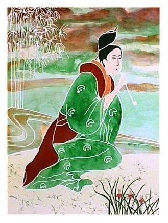 Japanese Woman with Pipe Lithograph | Gina Lombardi Bratter,{{product.type}}