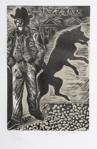 Jazzbar from Steppenwolf Portfolio Woodcut | Helmut Ackermann,{{product.type}}