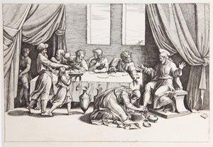 Jesus Christ a table chez Simon le pharisien Etching | Marcantonio Raimondi,{{product.type}}