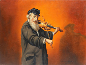 Jewish Man Playing Fiddle (1) Oil | Abraham Straski,{{product.type}}