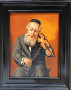 Jewish Man Playing Fiddle (10-F) Oil | Abraham Straski,{{product.type}}