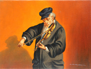 Jewish Man Playing Fiddle (2) Oil | Abraham Straski,{{product.type}}