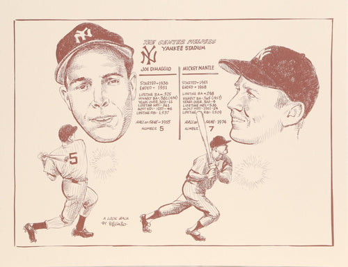 Joe DiMaggio and Mickey Mantle from A Look Back portfolio Lithograph | Bill Gallo,{{product.type}}