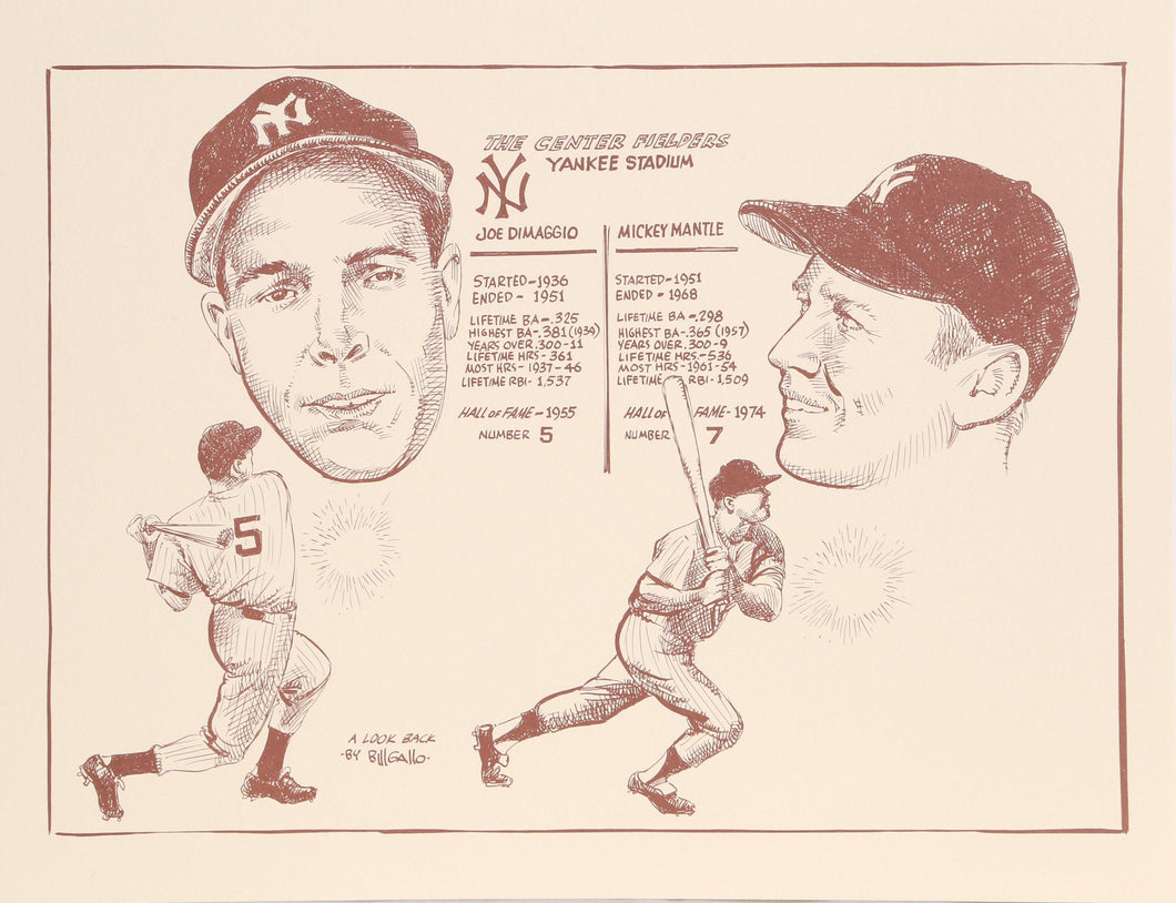 Joe DiMaggio and Mickey Mantle from A Look Back portfolio Lithograph | Bill Gallo,{{product.type}}