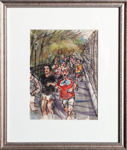 Jogging in Central Park Watercolor | Marshall Goodman,{{product.type}}