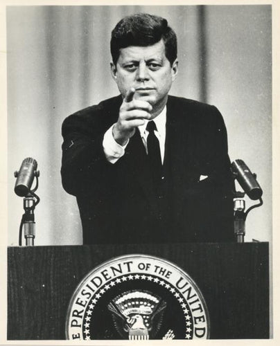 John F. Kennedy Giving a Speech Black and White | Unknown Artist,{{product.type}}