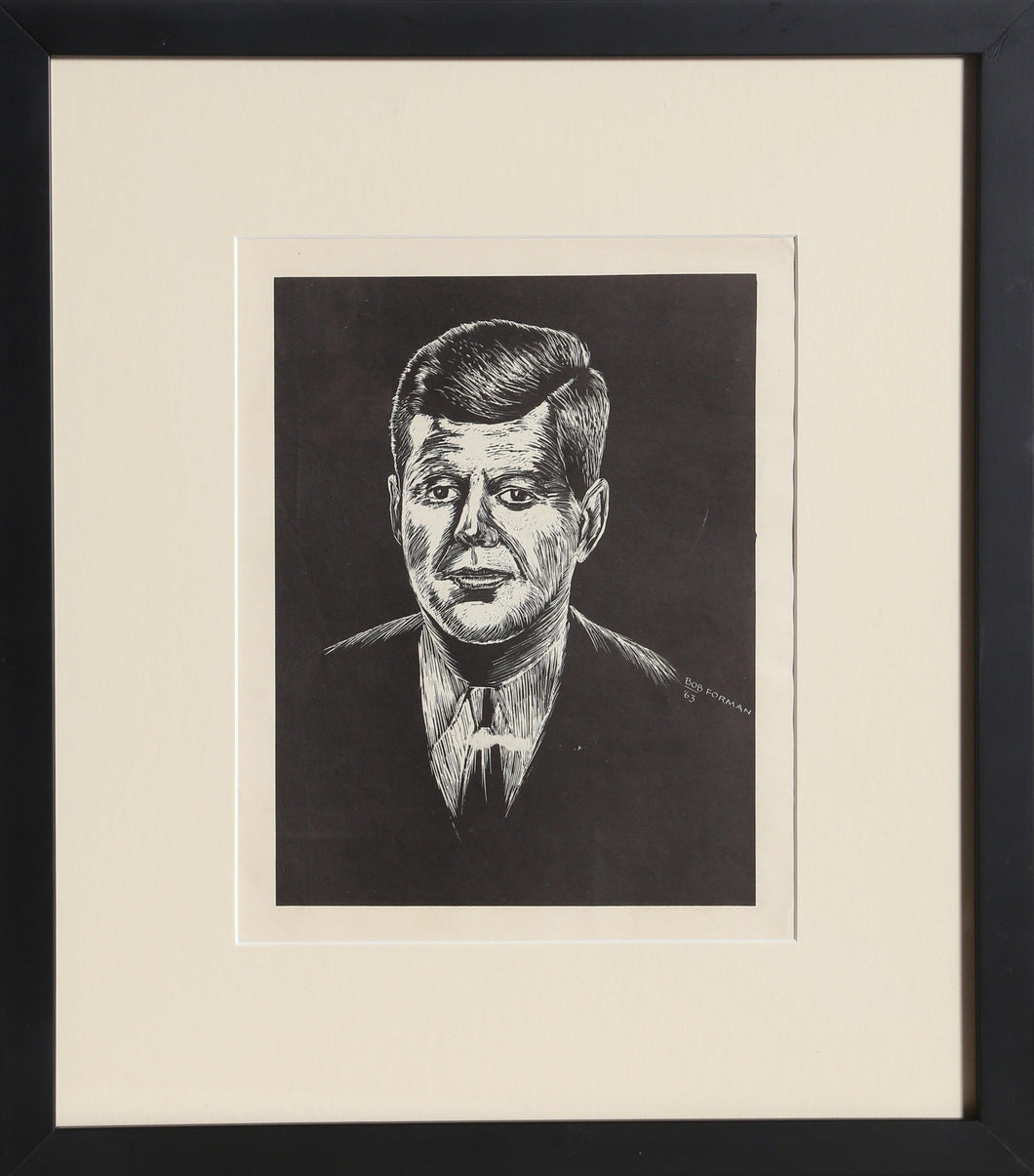 John F. Kennedy Woodcut | Bob Forman,{{product.type}}