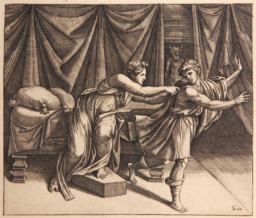 Joseph et la femme de Putiphar Etching | Marcantonio Raimondi,{{product.type}}