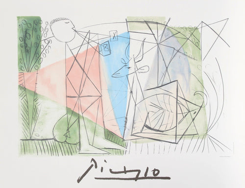 Joueur de Flute et Gazelle Lithograph | Pablo Picasso,{{product.type}}