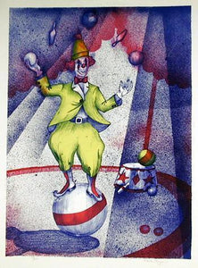 Juggling Clown Lithograph | Unknown Artist,{{product.type}}