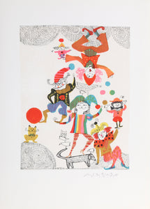 Juggling Clowns from A Little Circus Lithograph | Judith Bledsoe,{{product.type}}