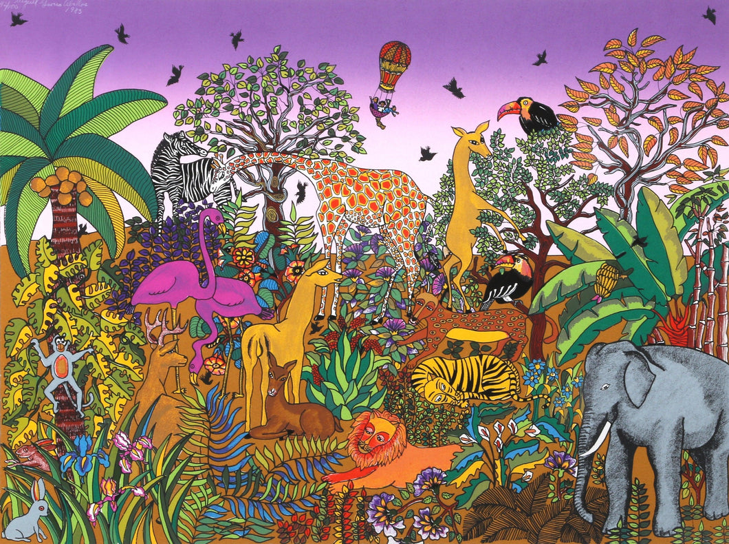 Jungle Scene with Animals Screenprint | Miguel Garcia Ceballos,{{product.type}}