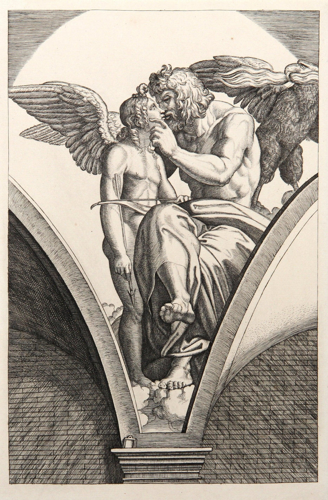 Jupiter embrassant l'Amour Etching | Marcantonio Raimondi,{{product.type}}