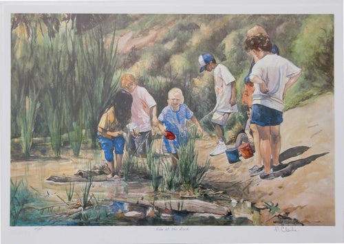 Kids at the Beach Lithograph | Neville Clarke,{{product.type}}