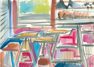 Kitchen Interior Watercolor | Harold Wallerstein,{{product.type}}