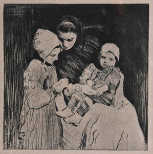 Knitting Lessons Etching | William Hankey,{{product.type}}