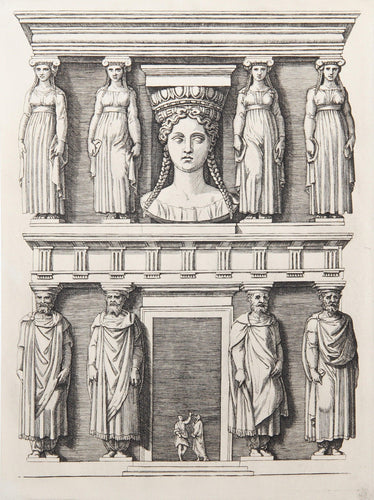 La Facade aux Cariatide Etching | Marcantonio Raimondi,{{product.type}}