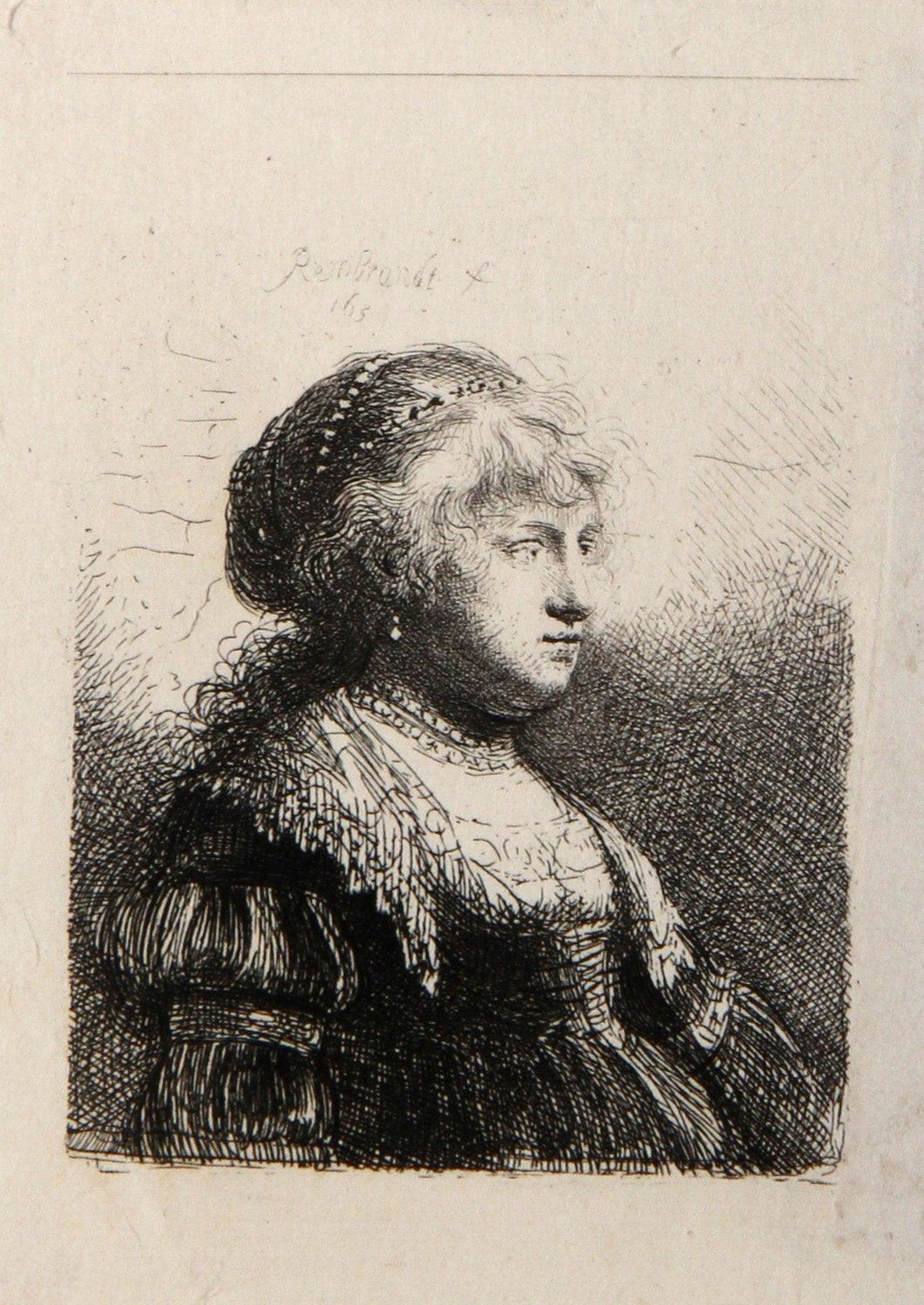 La Jeune Femme de Rembrandt Coiffer en Cheveux (B347) Etching | Rembrandt,{{product.type}}