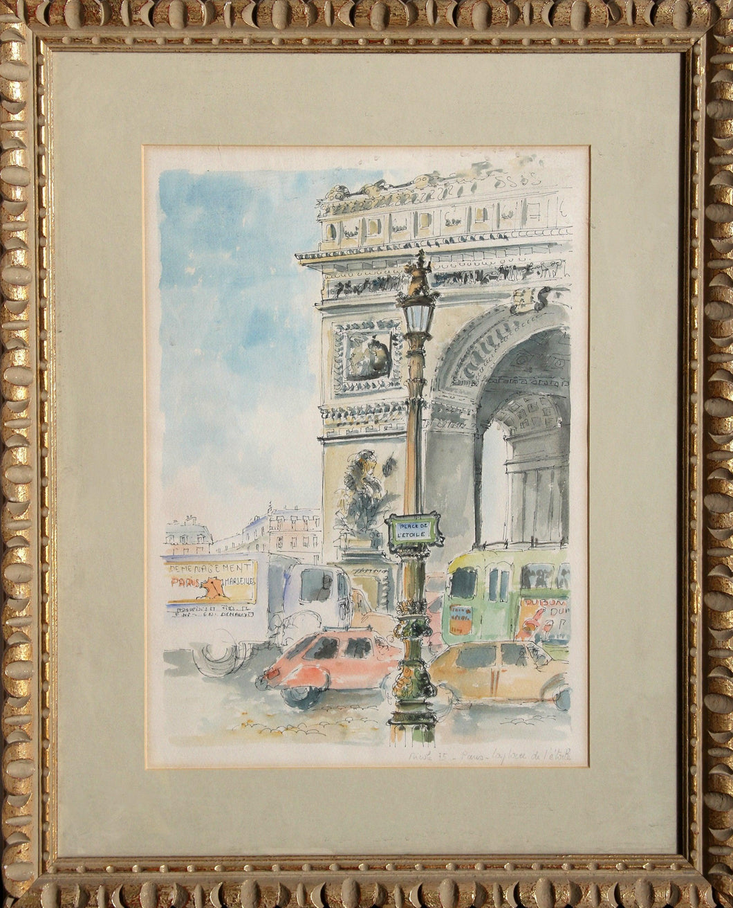 La Place de l'Etoile Watercolor | Unknown Artist,{{product.type}}