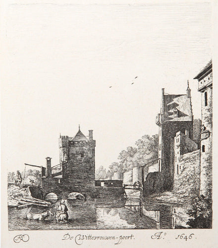 La porte de femmes blanches a Utrecht Etching | Herman Saftleven,{{product.type}}