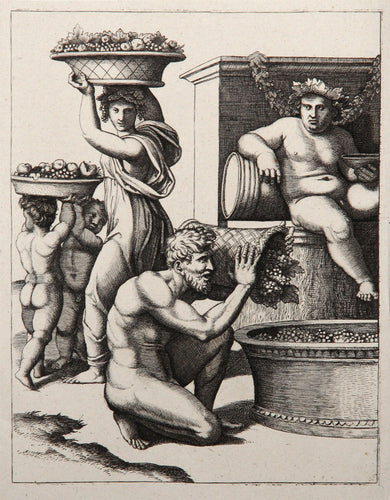 La Vendange d'apres Raphael Etching | Marcantonio Raimondi,{{product.type}}