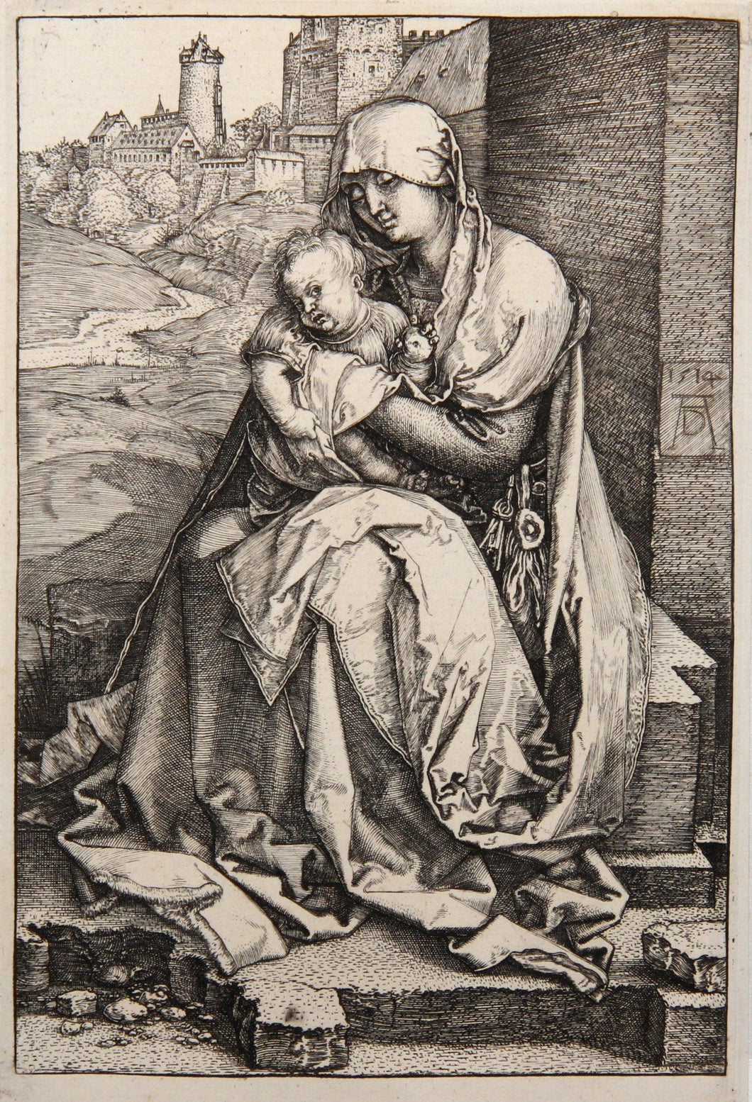 La Vierge assise au Pied d'une Muraille Etching | Albrecht Dürer,{{product.type}}
