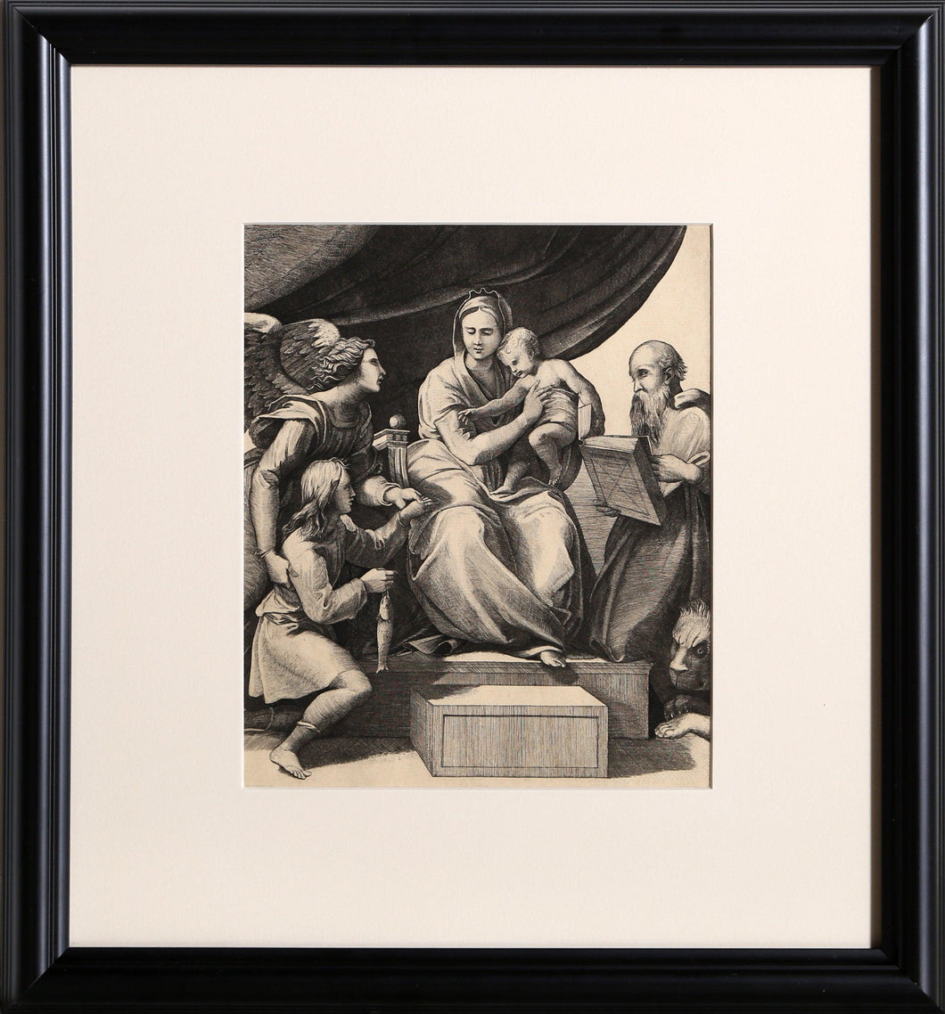 La Vierge au Poisson (d'apres Raphael) Etching | Marco Dente,{{product.type}}