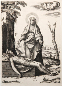 La Vierge pleurant le corps mort de Jesus Christ Etching | Marcantonio Raimondi,{{product.type}}