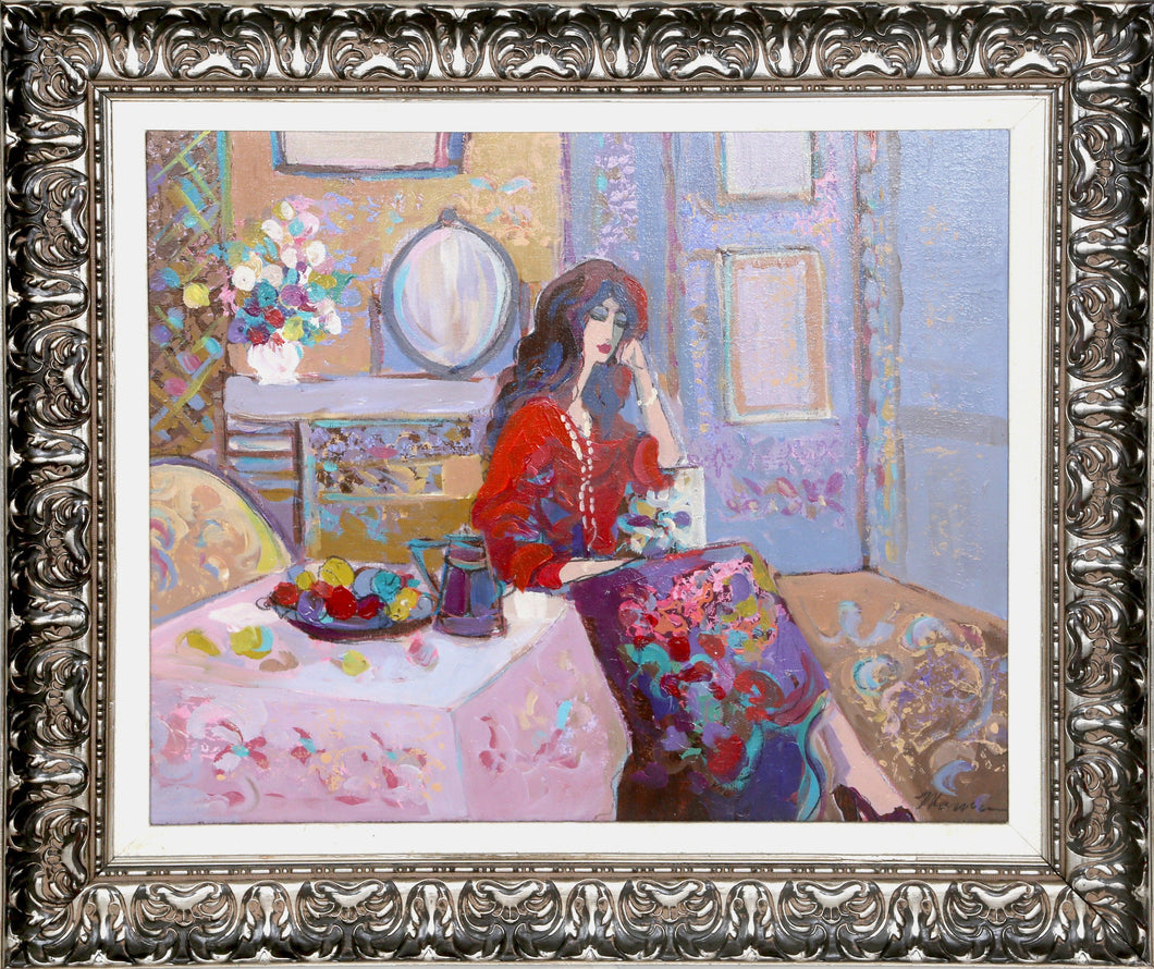 Lady Contemplating Oil | Isaac Maimon,{{product.type}}