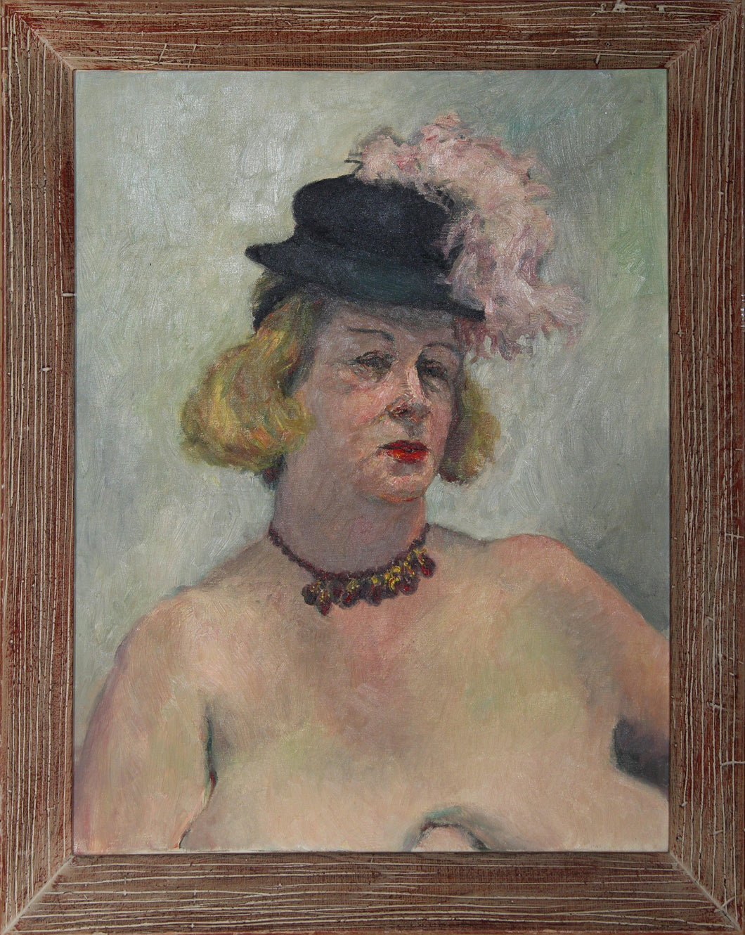 Lady in a Plumed Hat Oil | Unknown Artist,{{product.type}}
