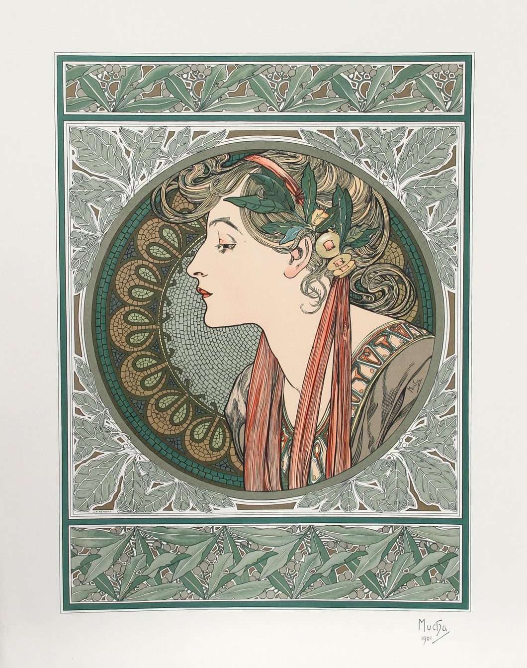Lady in Green Poster | Alphonse Mucha,{{product.type}}